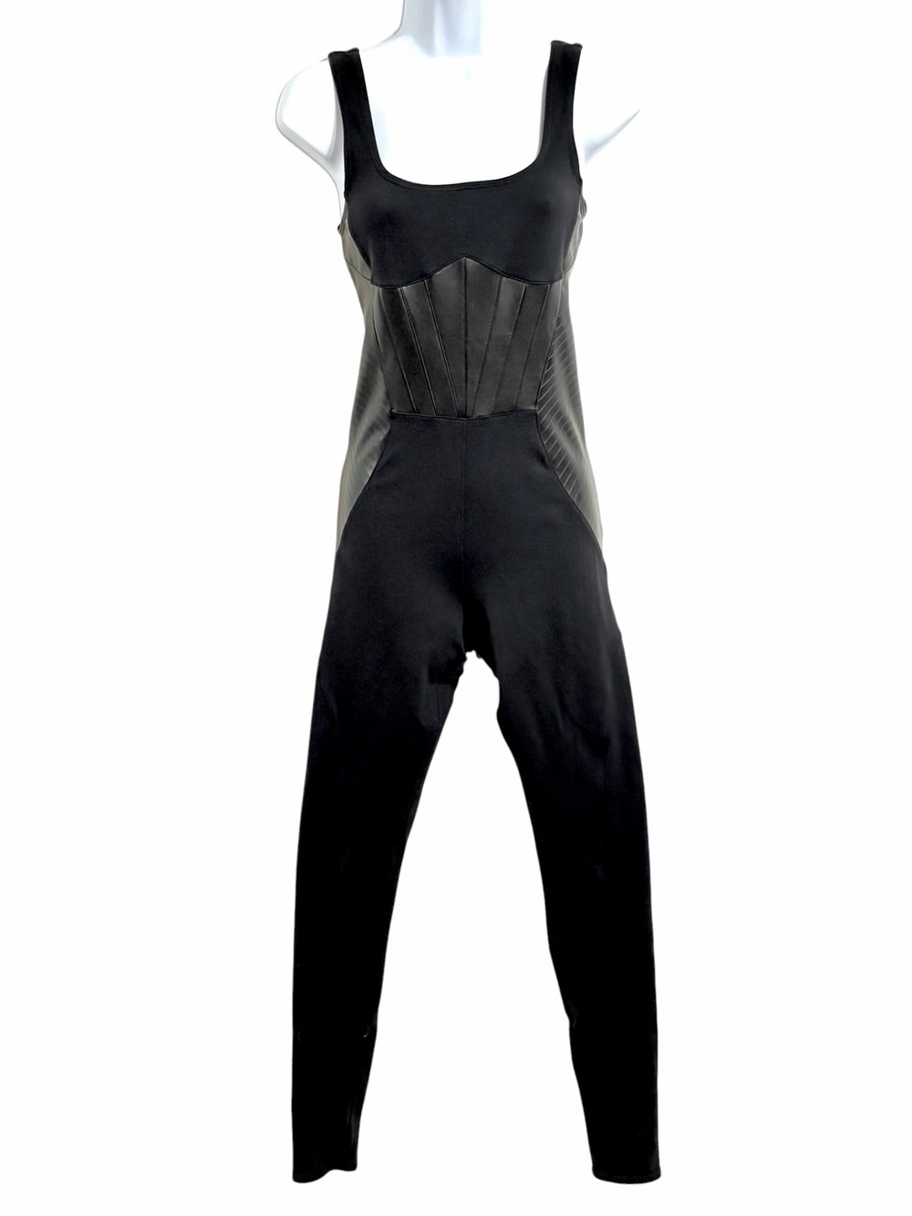 Alo Airbrush Racing One Piece Bodysuit S Black Activewear Faux Leather Catsuit